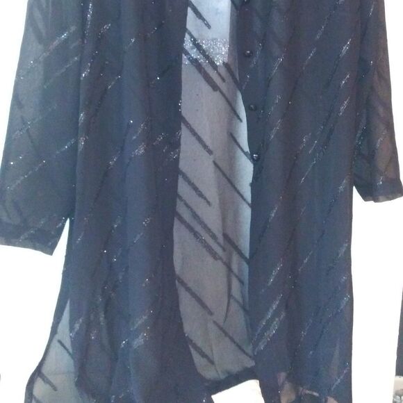 Black sheer button-up pool cover Plus Sz - Picture 4 of 5